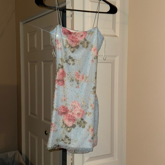 New with tags & never worn Home coming light blue dress with beads - Picture 1 of 4